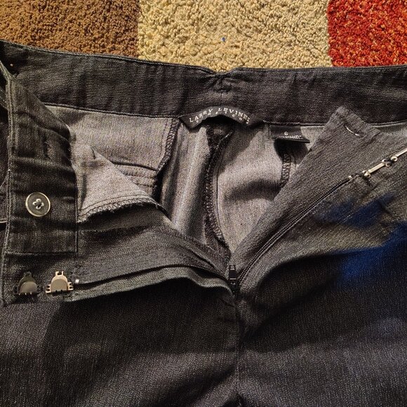 Larry Levine Stretch Casual Business Wear Pants Size 6 Dark Wash 77% Cotton - Picture 3 of 8